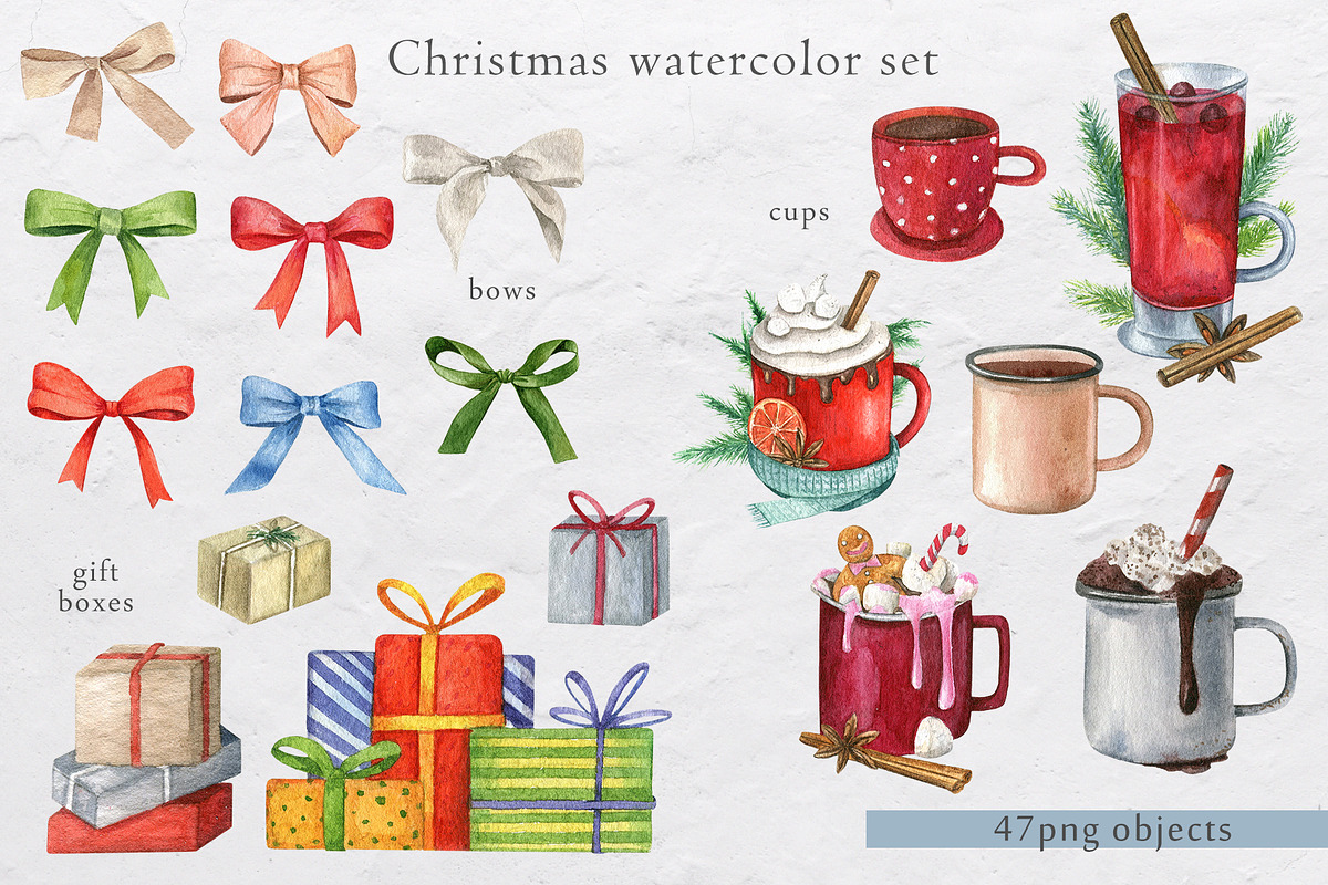 Christmas watercolor set, an Animal Illustration by Nastilustra (Photo 4 of 11)