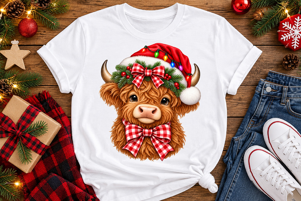 Christmas Highland Cow PNG, a Seasonal Illustration by Watercolor design