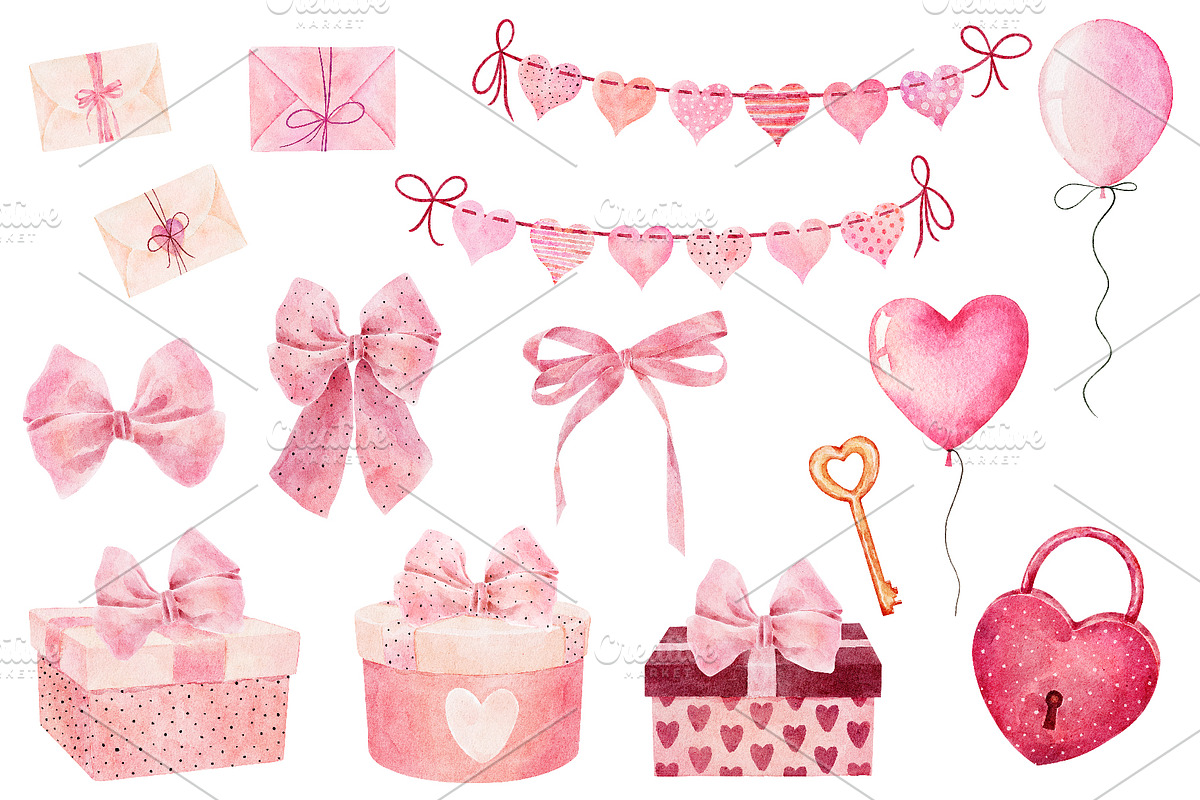 Big set for Valentine's Day., a Decorative Illustration by Nataliia Pyzhova (Photo 3 of 8)