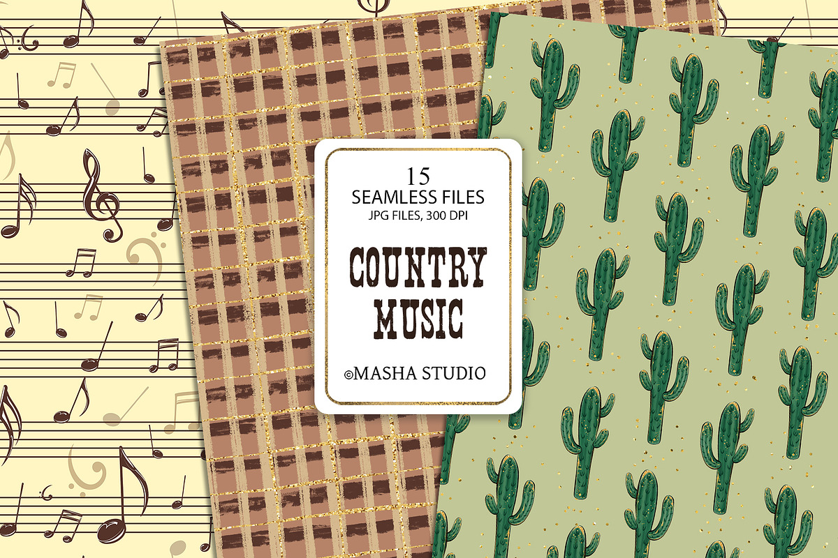 Country Music Seamless Patterns, a Pattern Graphic by Masha  Studio (Photo 8 of 8)