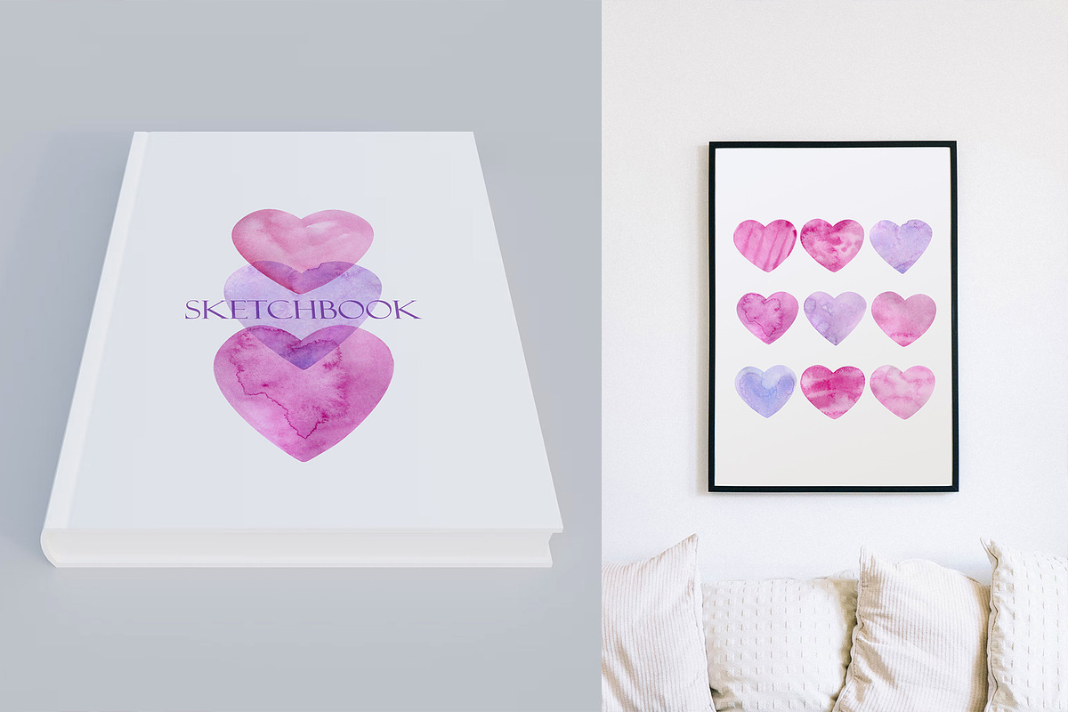 Watercolor Hearts Set Valentines Day, an Object Graphic by NataliArkushArt (Photo 2 of 10)