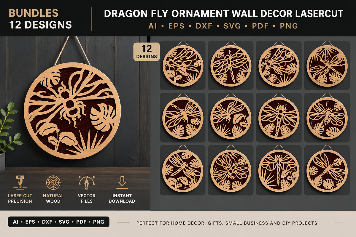 Dragon Fly Ornament wall Decor, an Object Graphic by OTVEY DESIGN (Photo 1 of 13)