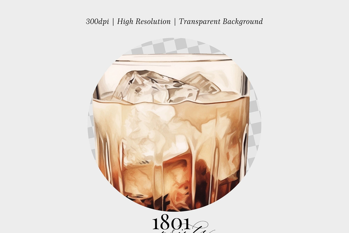 White Russian Watercolor Cocktail, an Illustration by 1801Prints (Photo 3 of 4)