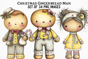 Christmas Gingerbread Man Clipart, an Illustration by Craft Nest