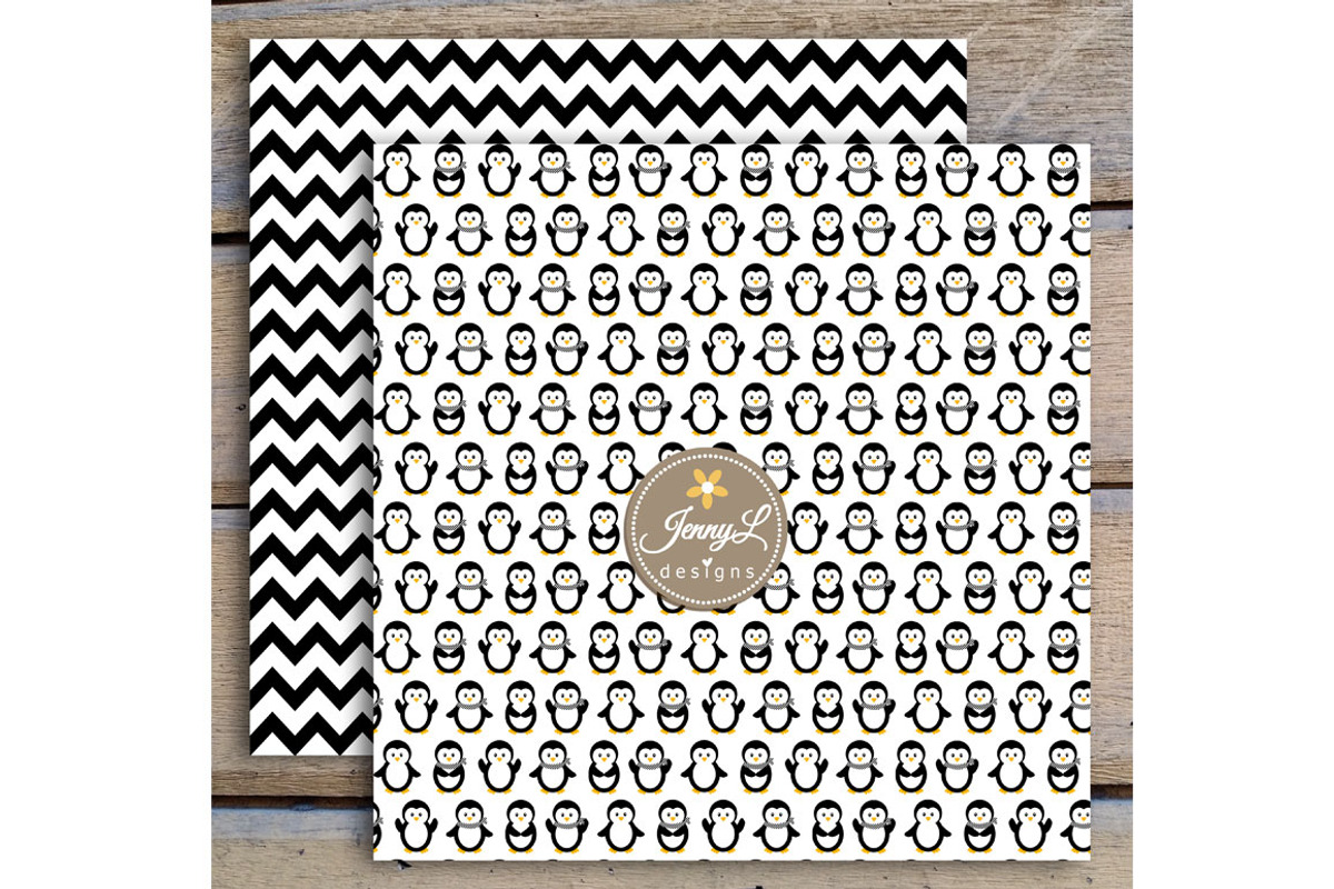 Penguin Digital Papers & Clipart, a Pattern Graphic by JennyL Designs (Photo 4 of 5)