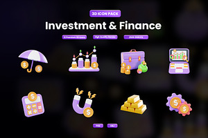 Investment & Finance 3D Icon Pack, an Object Graphic by Artnivora.Std