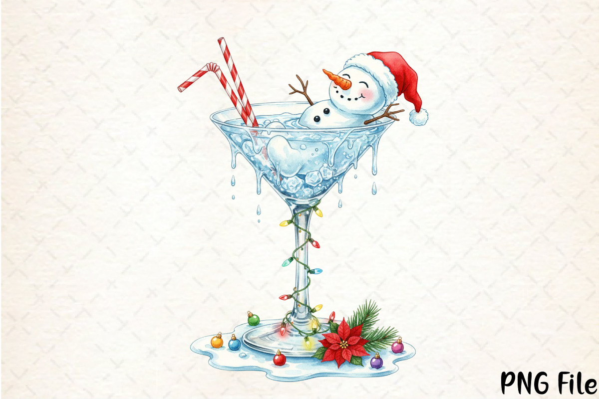 Funny Snowman Wine Christmas PNG, a Seasonal Illustration by YA Design (Photo 1 of 4)