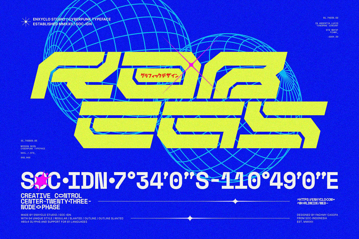 NCL RABEGS - Cyberpunk Font, a Sans Serif Font by Enxyclo Studio (Photo 1 of 12)