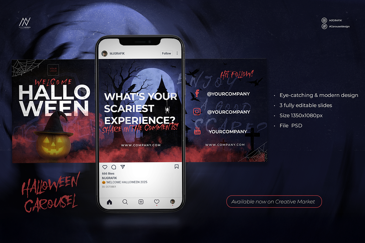 Halloween carousel (3 Slides), a Social Media Template by MJ design (Photo 1 of 2)