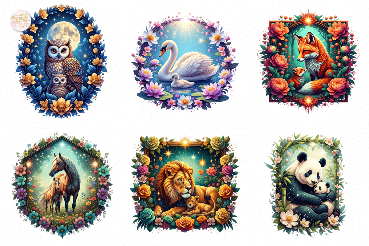 Mother's Day Baby Animals PNG., an Animal Illustration by KennedyStudio (Photo 4 of 5)