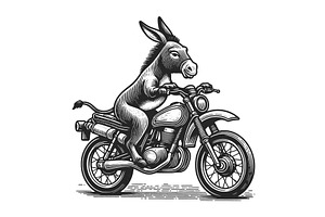 Donkey Riding Motorcycle Sketch