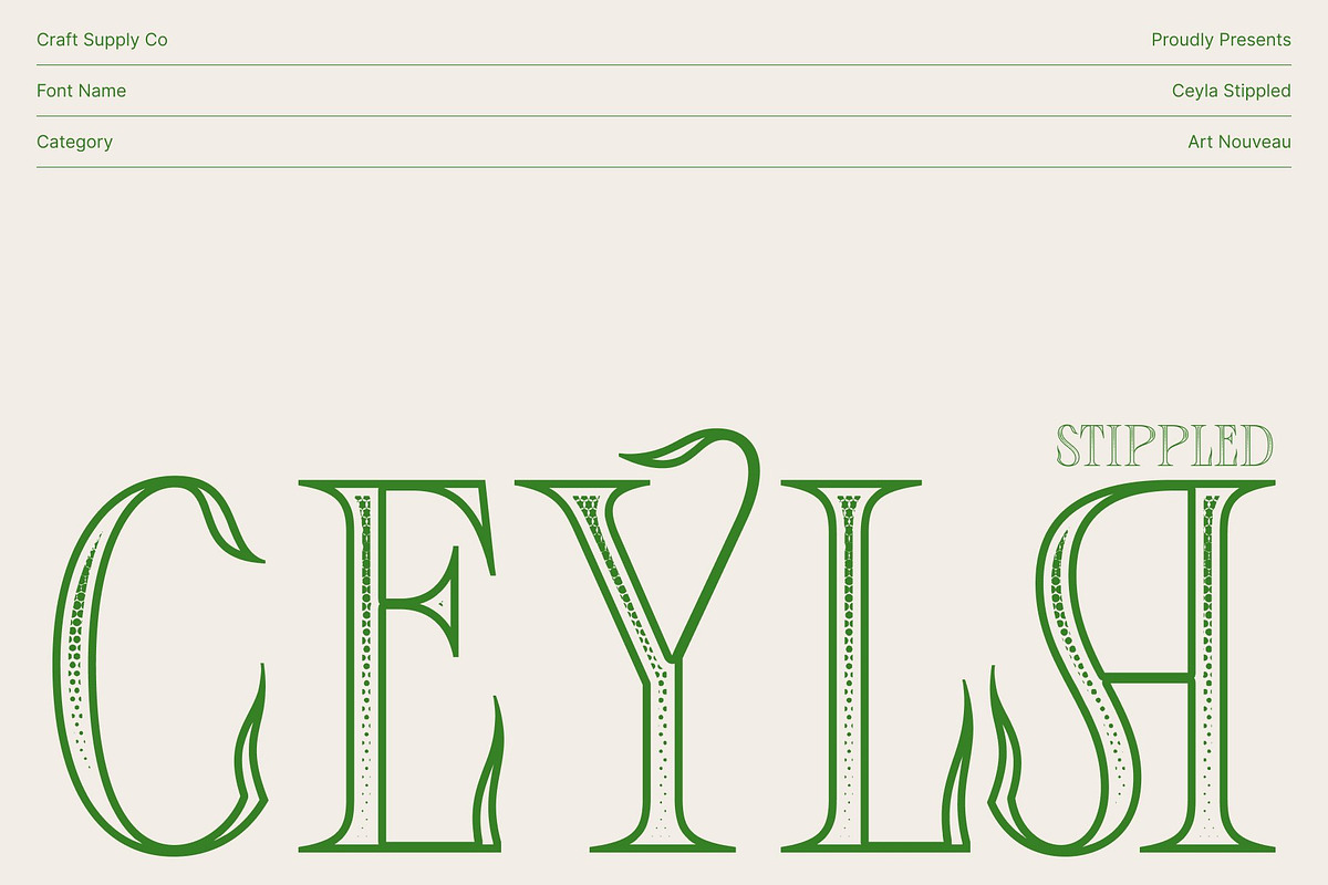 Ceyla Stippled, a Serif Font by Craft Supply Co. (Photo 1 of 8)