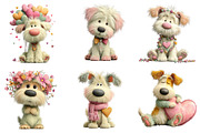 Whimsical Valentine Fluffy Dog Clipa, an Illustration by Dream Creation (Thumbnail 2 of 7)