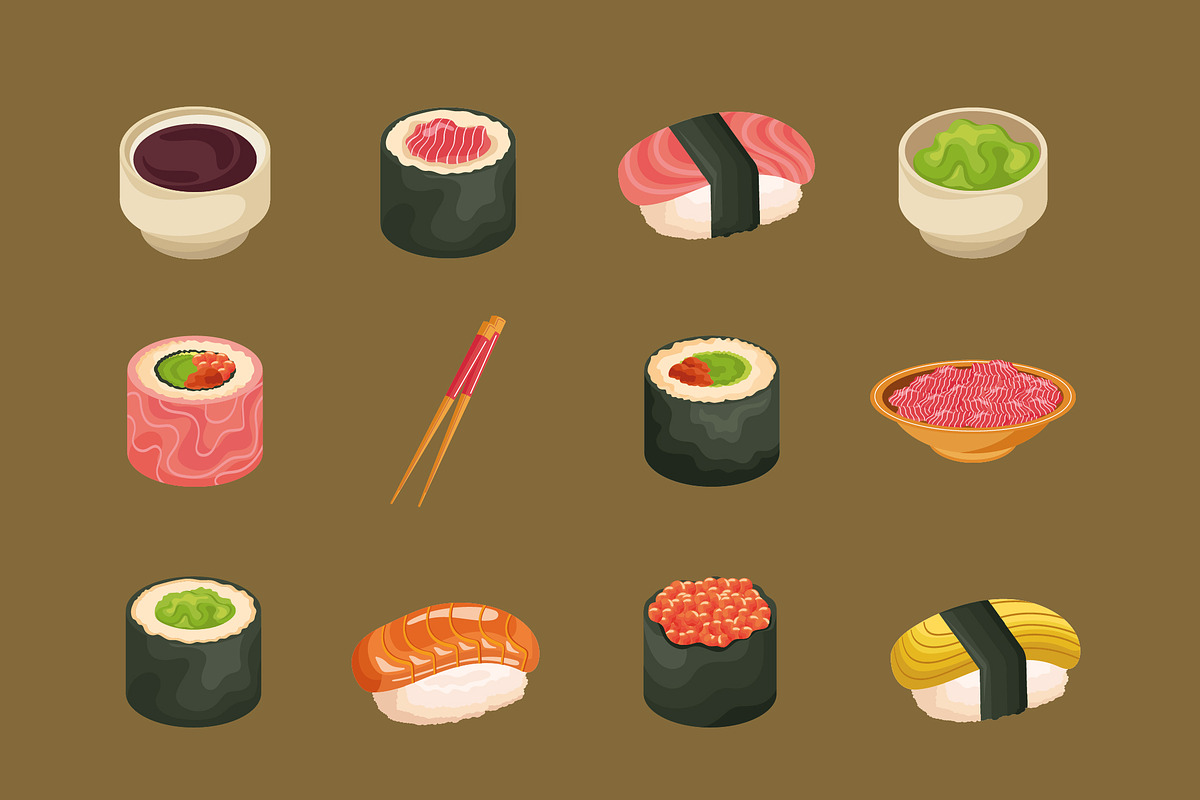 Sushi Food Illustration Set