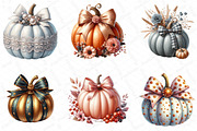 Watercolor Fall Bow Pumpkins Clipart, an Illustration by DreamPrint404 (Thumbnail 5 of 6)