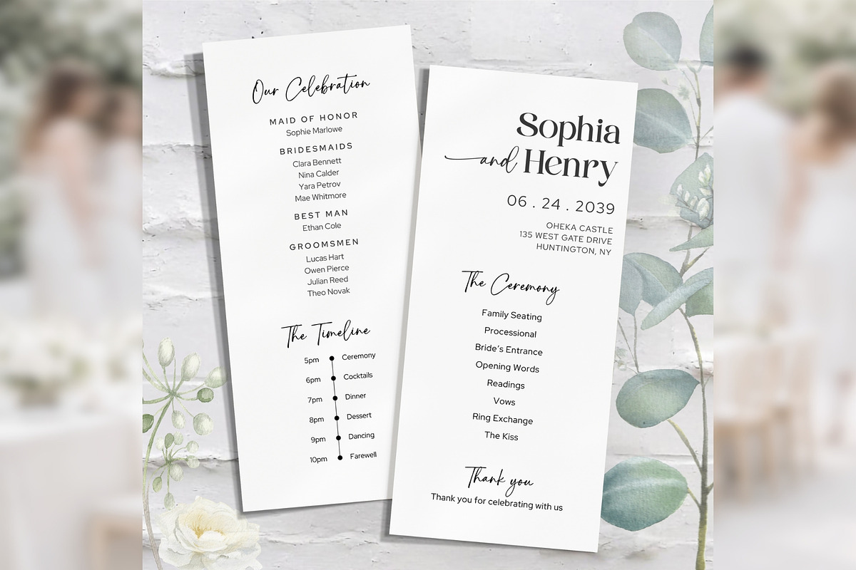 Minimal Wedding Program Canva bd006, a Card Template by TyphoonStudio (Photo 1 of 10)