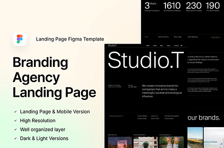 Branding Agency Landing Page - Figma, a Wireframe Template by KoneWeb