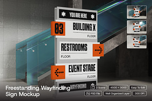 Freestanding Wayfinding Sign Mockup
