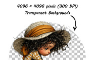 Whimsical Girl and Cat Clipart Set, a Person Illustration by one-touch (Thumbnail 9 of 18)