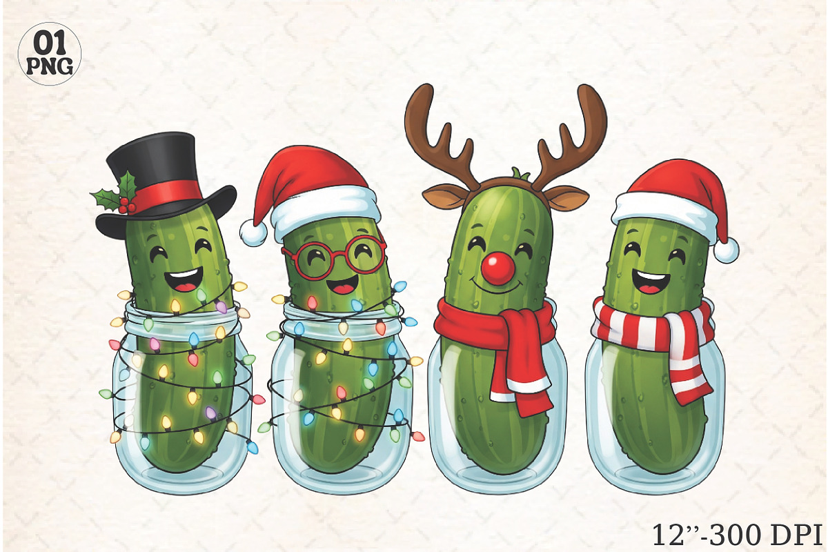 Christmas Pickles Clipart PNG, an Illustration by Libby Wishes (Photo 1 of 5)