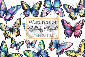 Watercolor Butterfly Clipart, an Illustration by Libby Wishes