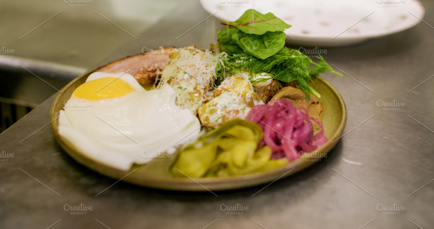 Egg meal savory breakfast potatoes onion herbs, a Food & Drink Photo by Photo Drive Studio