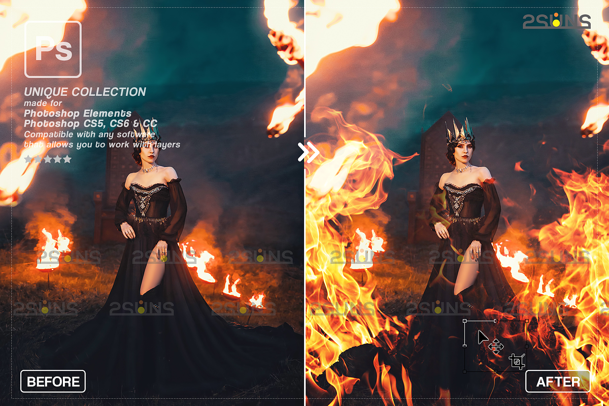 Fire Halloween Photoshop overlay, an Object Graphic by 2SUNS (Photo 2 of 9)