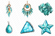 Turquoise Gemstone Png Clipart, an Illustration by Watercolor design (Thumbnail 3 of 12)