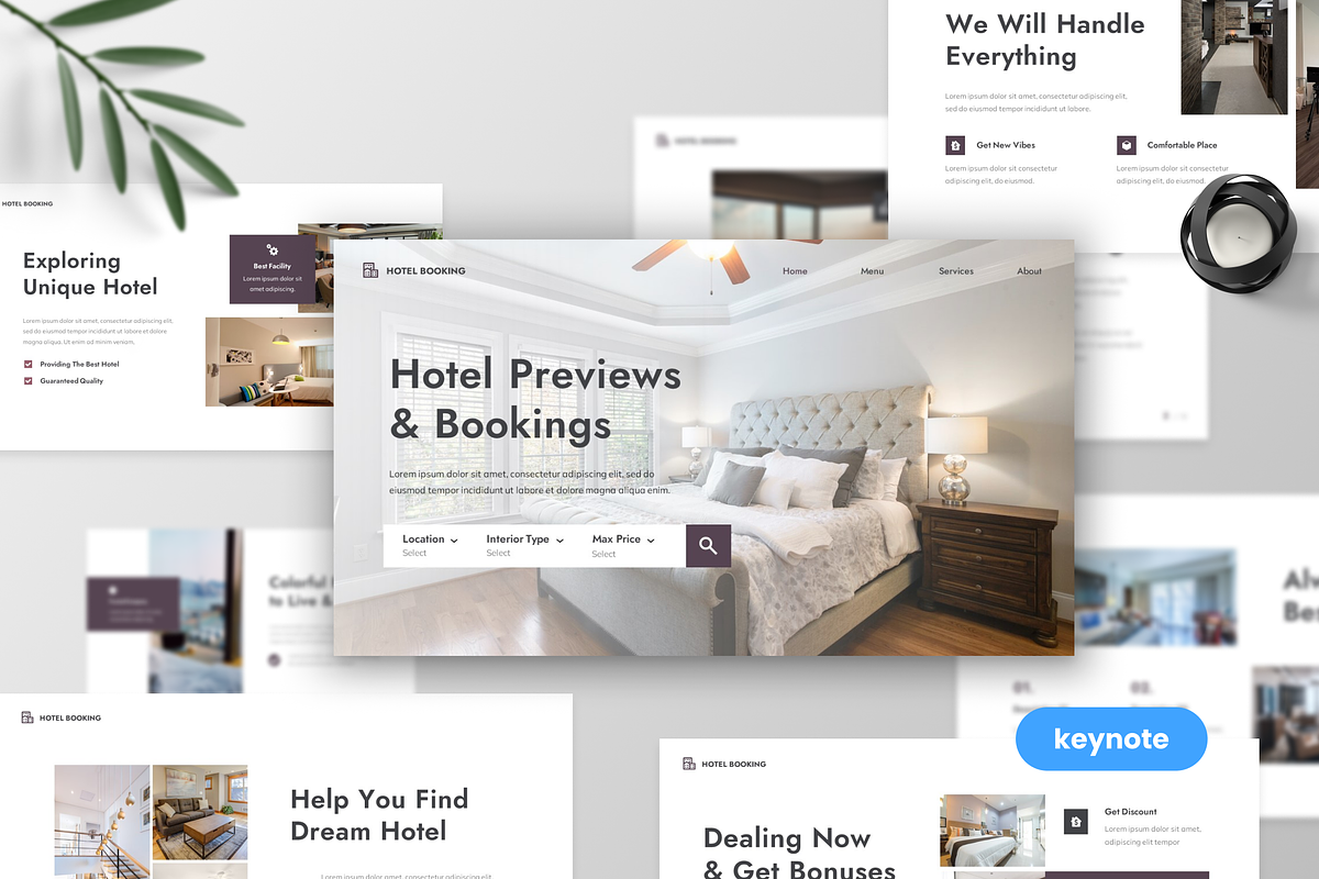 Hotel Booking Keynote Template, a Presentation Template by MtvtdArt (Photo 1 of 6)