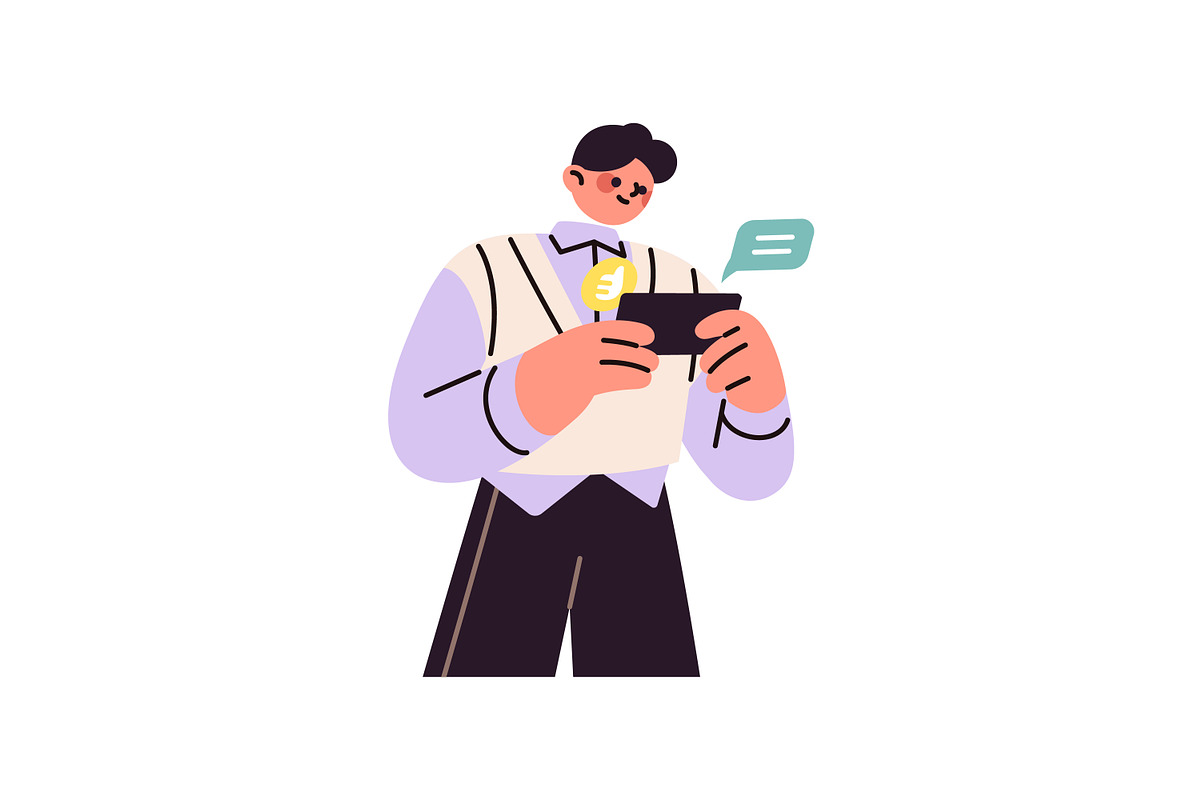 People using smartphones set, a Person Illustration by PaperTrident (Photo 9 of 11)