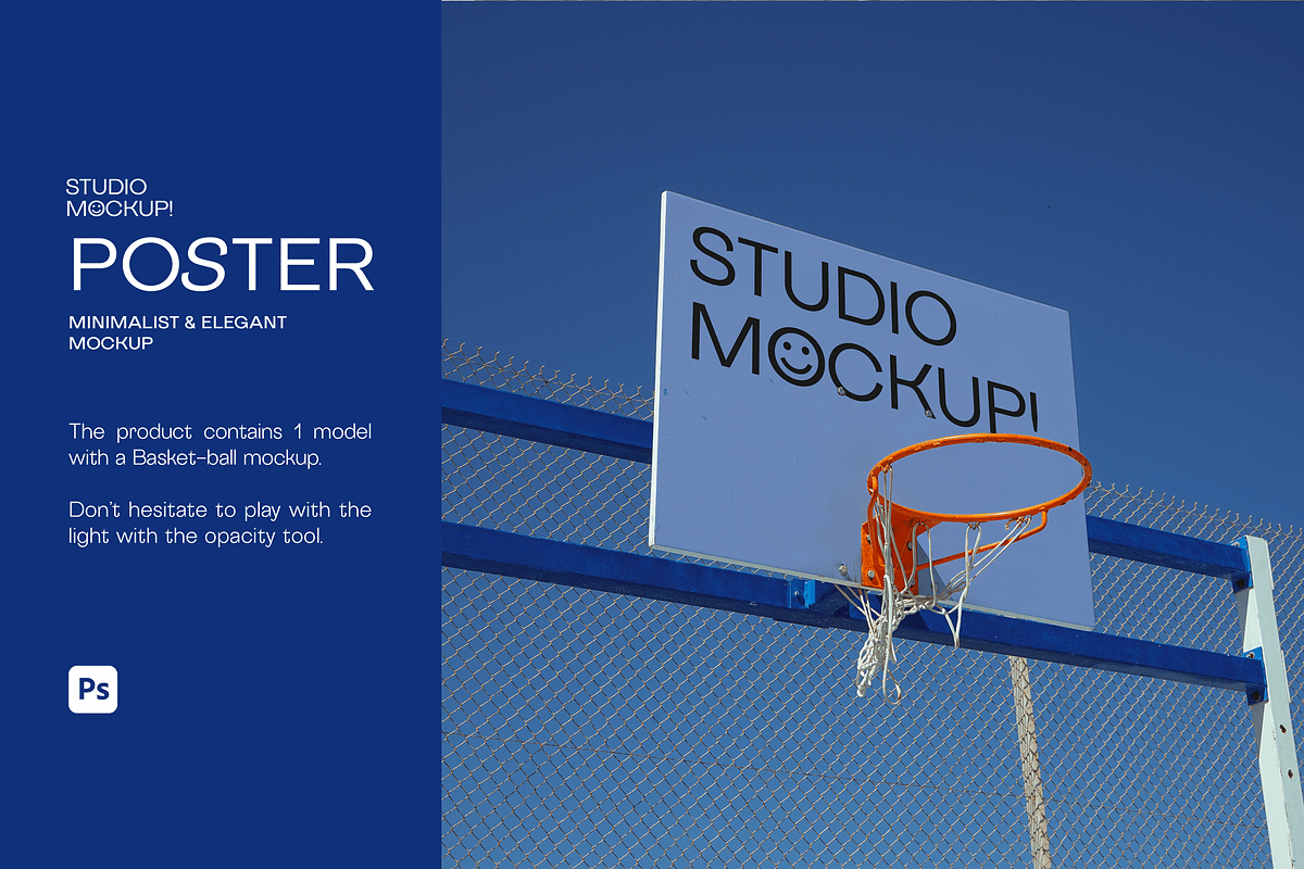 POSTER BASKET BALL MOCKUP, a Print Template by Le Studio Mockup (Photo 1 of 9)