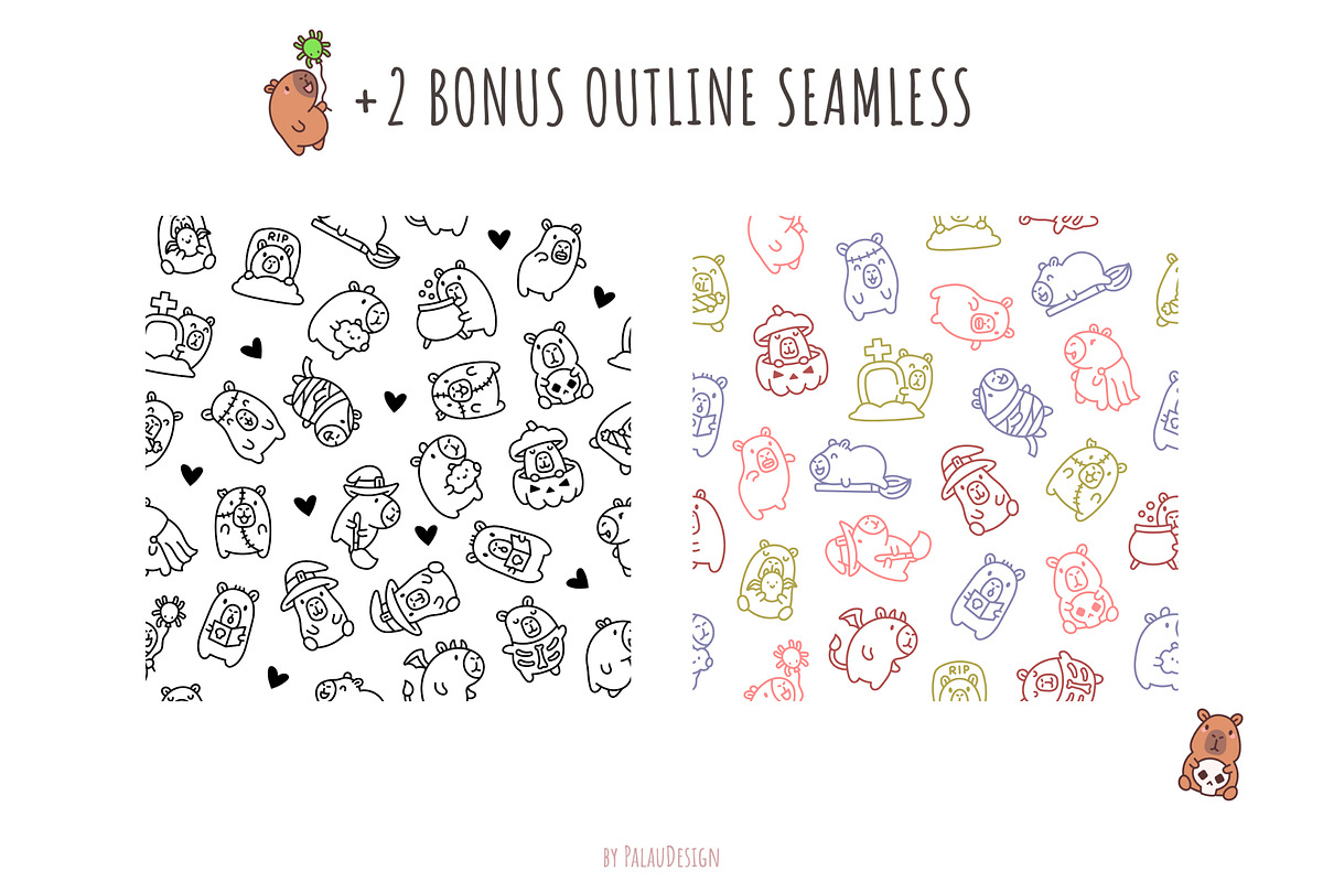 Capybara Halloween Patterns, a Pattern Graphic by Palau (Photo 7 of 9)