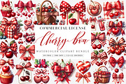 Watercolor Red Bow Cherry PNG, an Illustration by SinaCreation (Thumbnail 1 of 7)