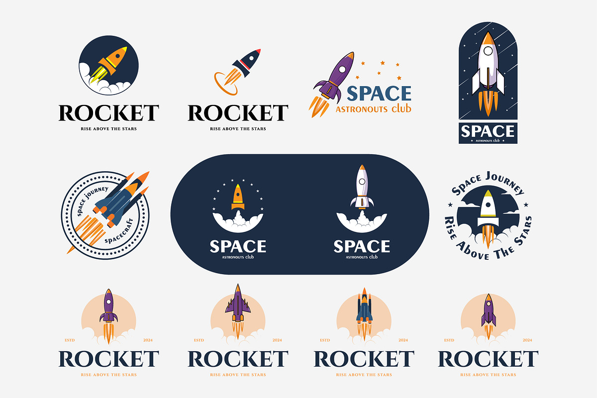 rocket logo design bundle spaceship