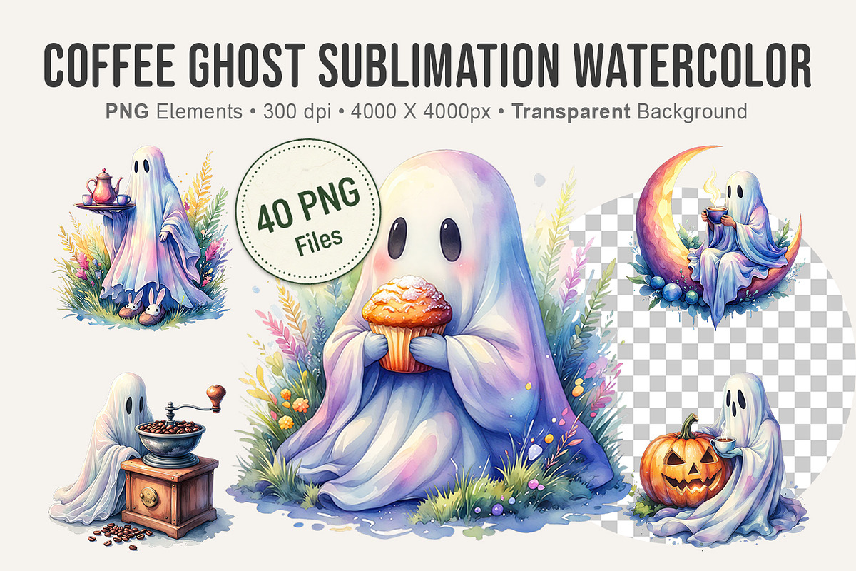 Coffee Ghost Sublimation PNG, an Illustration by Artnoy (Photo 1 of 8)