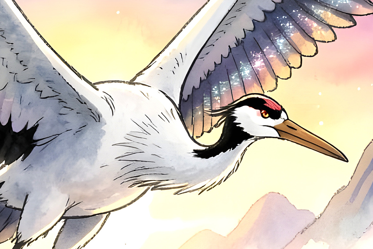 Crane and Lotus Illustration, an Animal Illustration by Sharon Schwalbe (Photo 4 of 4)