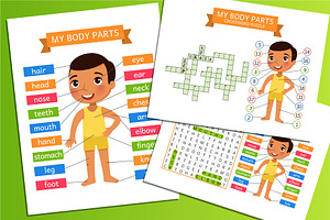 My Body Parts. Educational Flashcard, an Education Illustration by Valin Malin
