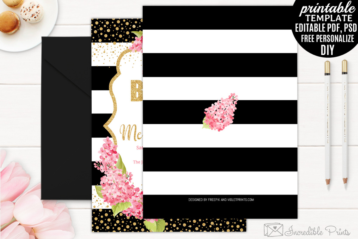 Pink and Gold Bridal Shower Invite, an Invitation Template by Blush Roses Print (Photo 2 of 2)