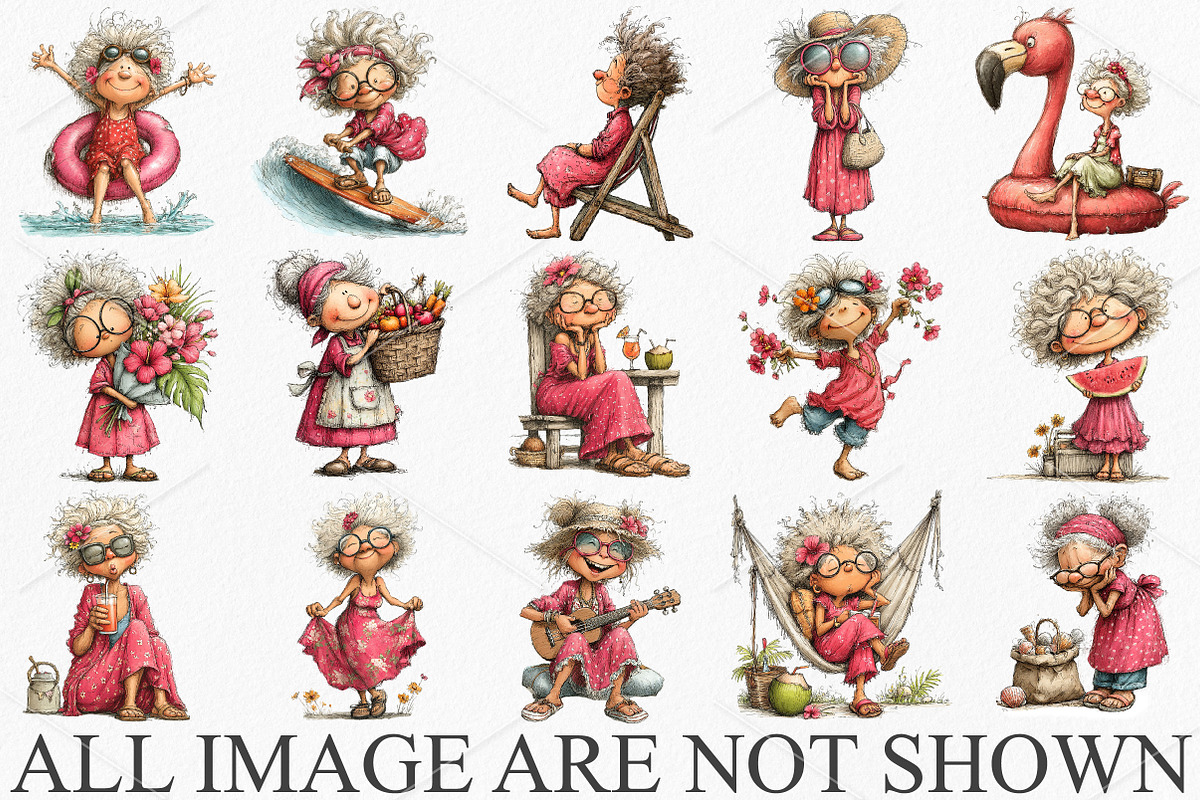 Funny Grandma Summer Clipart, a Seasonal Illustration by Canvas Craft (Photo 4 of 7)