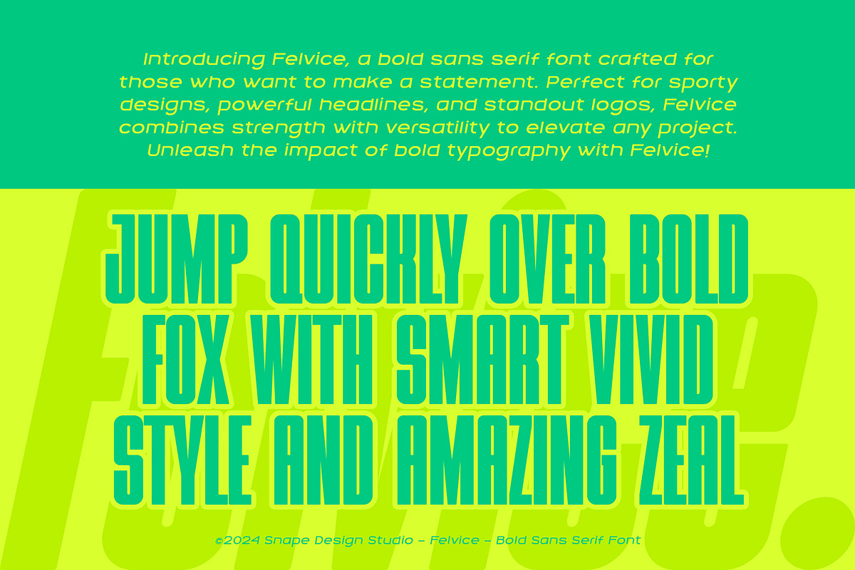 Felvice - The Bold Font, a Sans Serif Font by Snape Design Studio (Photo 2 of 12)