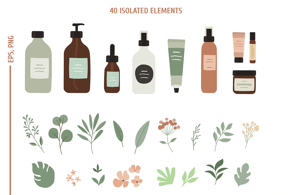 Organic Cosmetic. Bottle Plants, a Healthcare Illustration by ms Julia Nova (Photo 5 of 7)