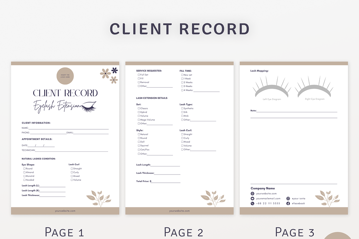 Eyelash Extension Forms Bundle, a Templates & Theme by MondaySpark (Photo 5 of 10)