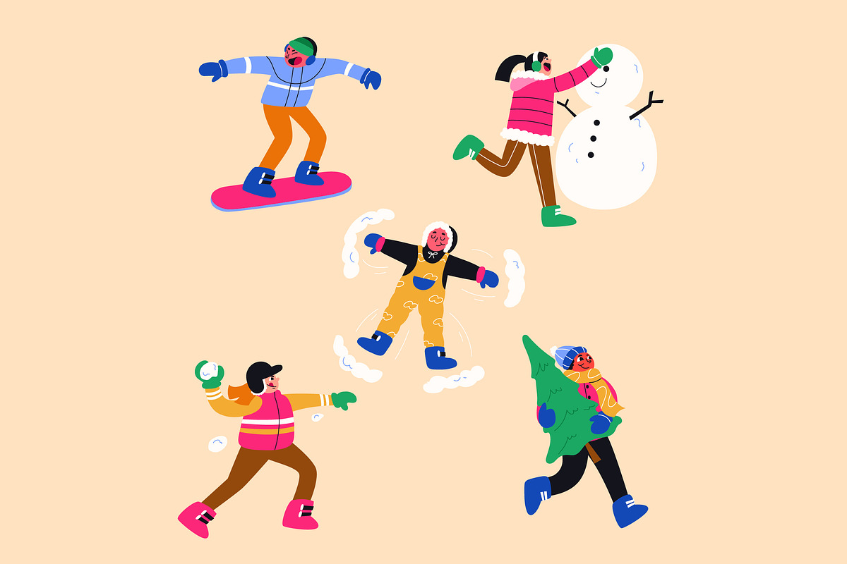 Winter Activity Asset Illustration, an Illustration by graphicook