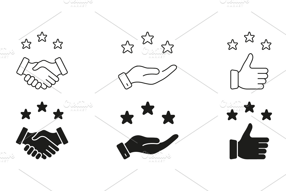 Thumbs Up With Stars Icons, an Object Illustration by Gentle Studio
