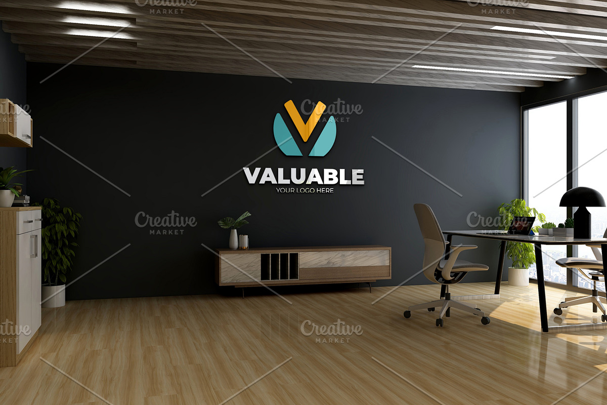 PSD Office Desk Room Wall Mockup, a Product Mockup by Ayy (Photo 12 of 16)