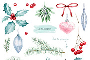 Holly Jolly Christmas watercolor set, a Decorative Illustration by MariArtySpace (Thumbnail 2 of 7)