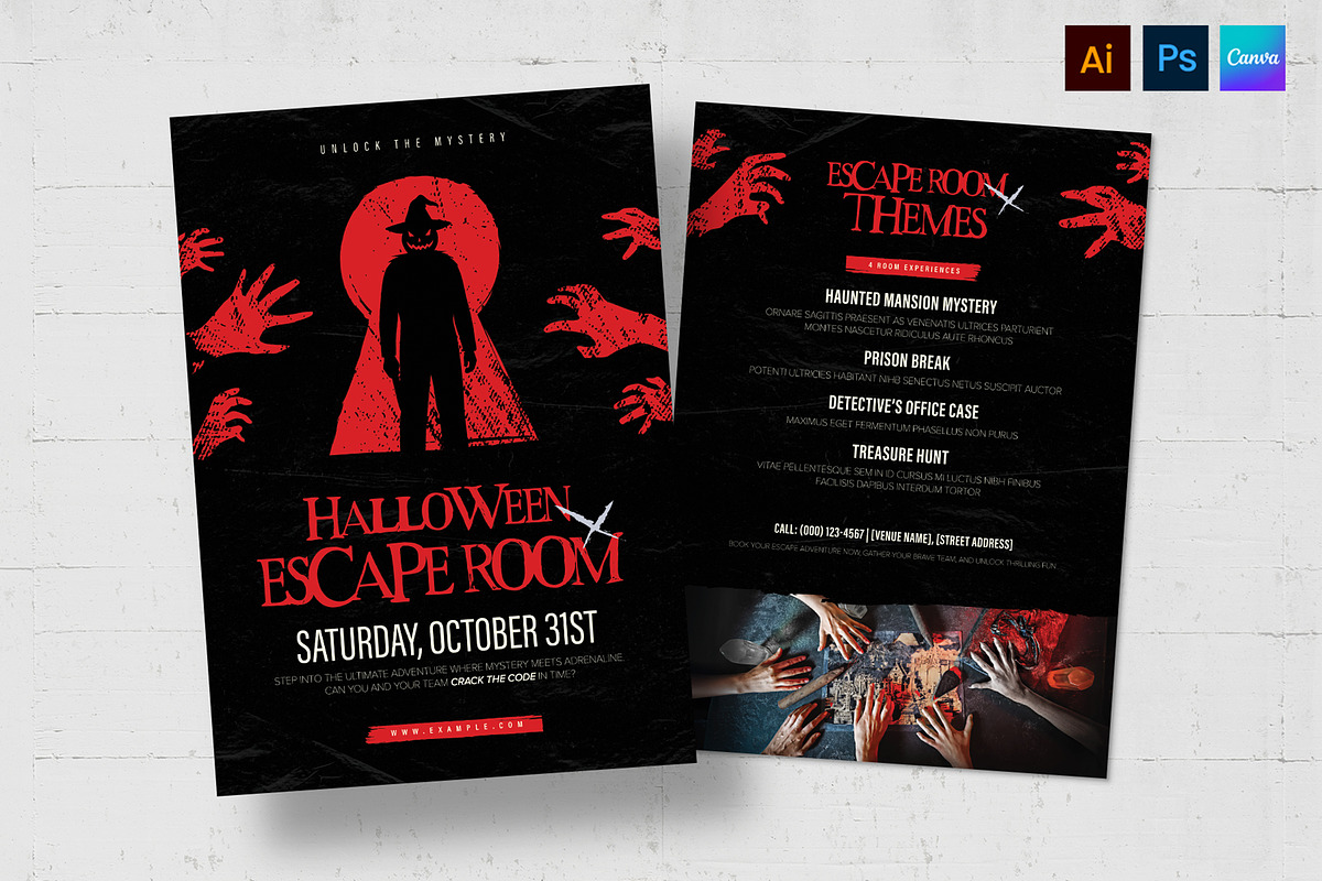 Halloween Escape Room Flyer Template, a Flyer Template by BrandPacks (Photo 1 of 5)