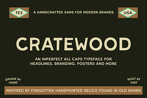 Cratewood by Ocotillo Design Studio, a Sans Serif Font by Ocotillo Design Studio