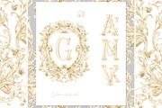 Gold Wedding Crest Watercolor Set, a Decorative Illustration by WonderWonder (Thumbnail 3 of 9)