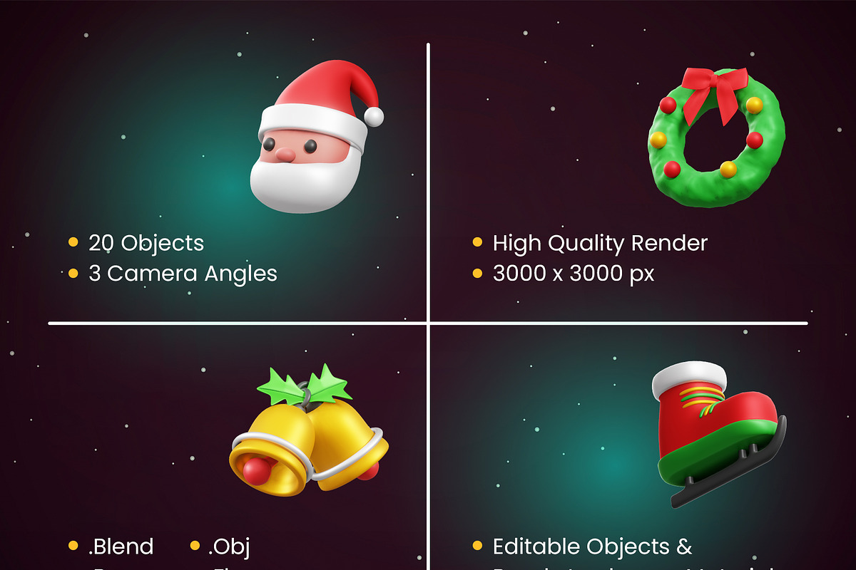 Christmas 3D Icons, an Object 3D Model by Rakata Studio (Photo 2 of 6)